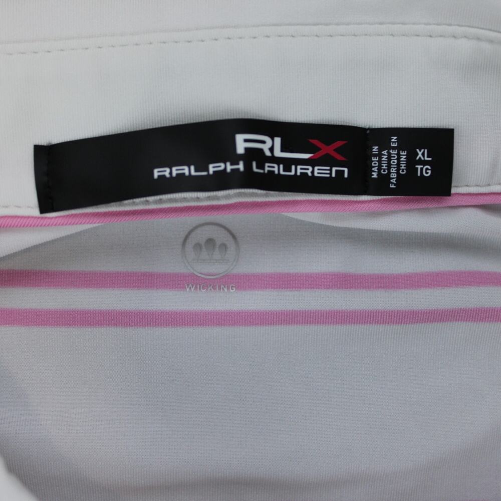 RLX Ralph Lauren Striped Polo Shirt Mens XL Pink White Cotton Short Sleeve - Picture 3 of 6